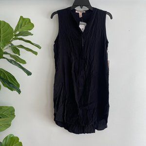 NWT Forever 21 Black Cotton button shirt dress/tunic M casual lightweight